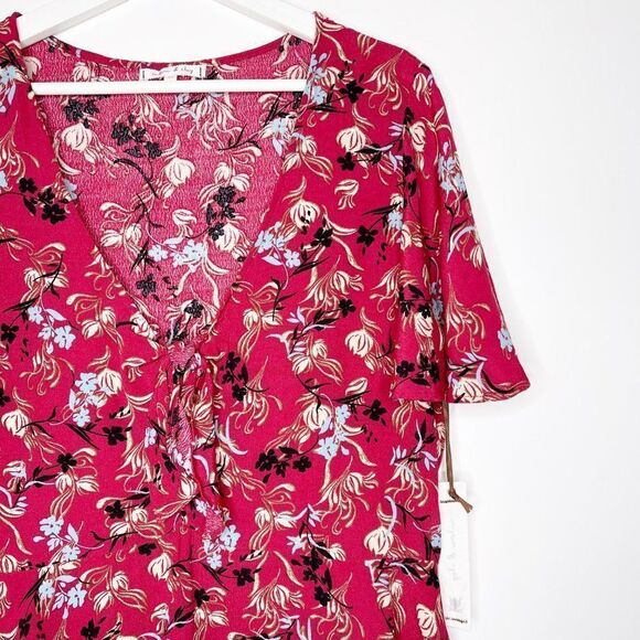 WILLOW & CLAY Floral Tie Front Blouse  - Picture 2 of 8